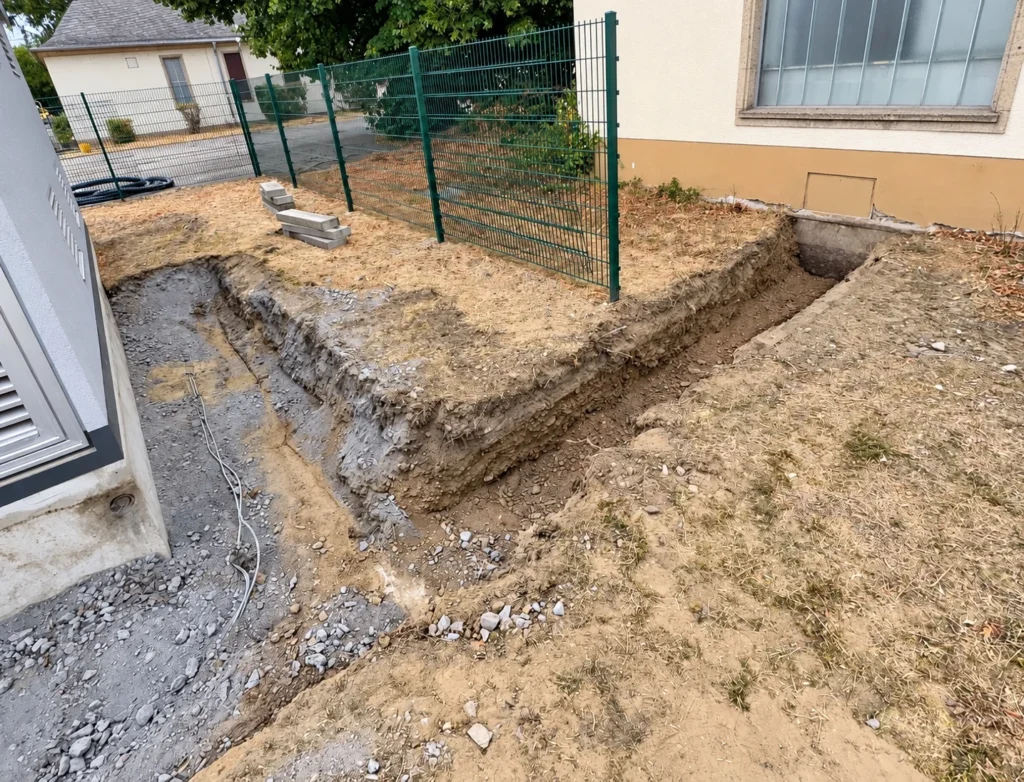 Erdarbeiten zum Verlegen zusätzlicher Kabel
